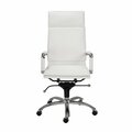 Homeroots White High Back Office Chair with Chromed Steel Base, 26.38 x 27.56 x 45.87 in. 370550